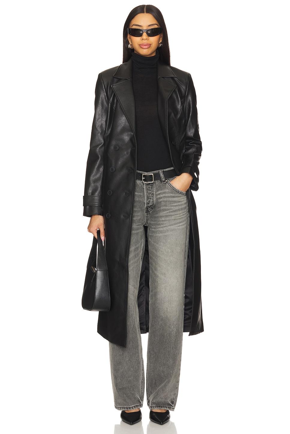 faux leather trench coat