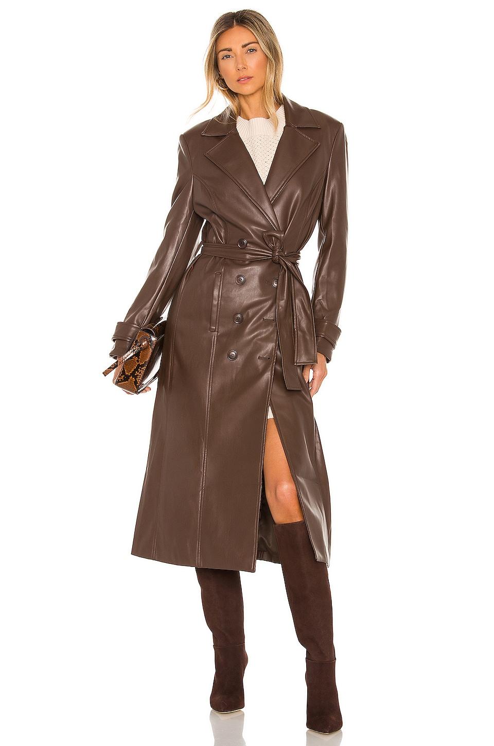 faux leather trench coat
