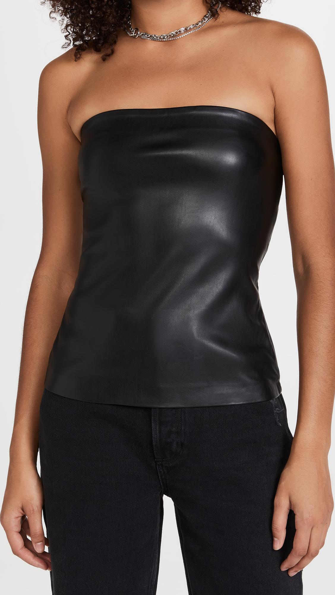 faux leather tube top