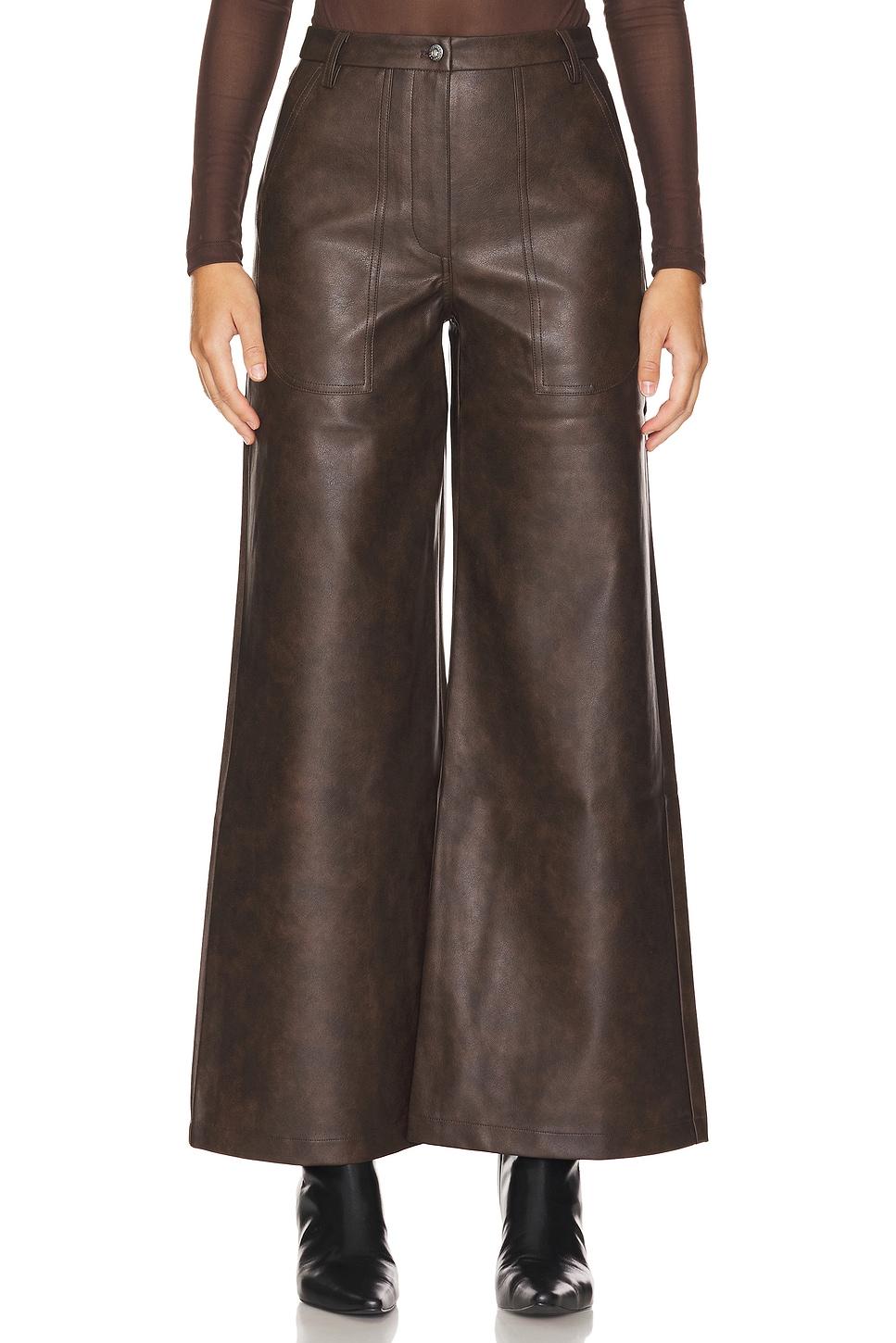faux leather wide leg pant