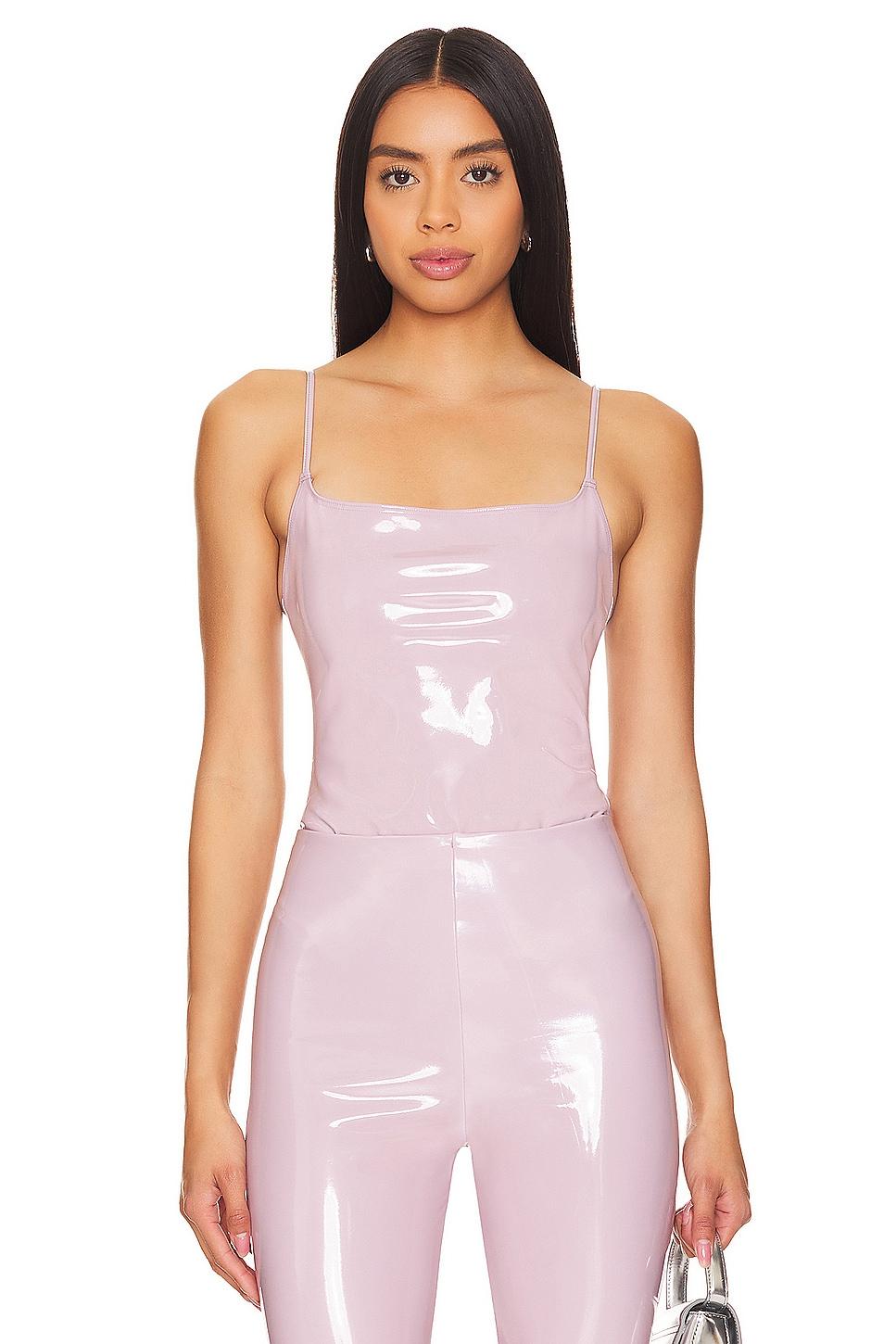 faux patent leather cami bodysuit