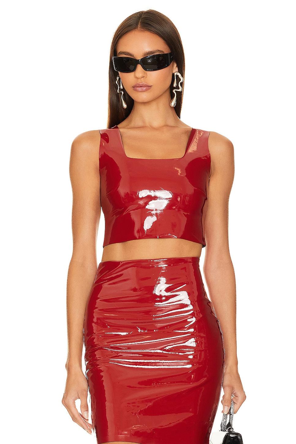 faux patent leather crop top