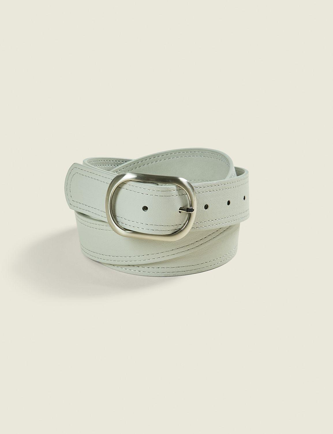 faux-suede oval buckle belt