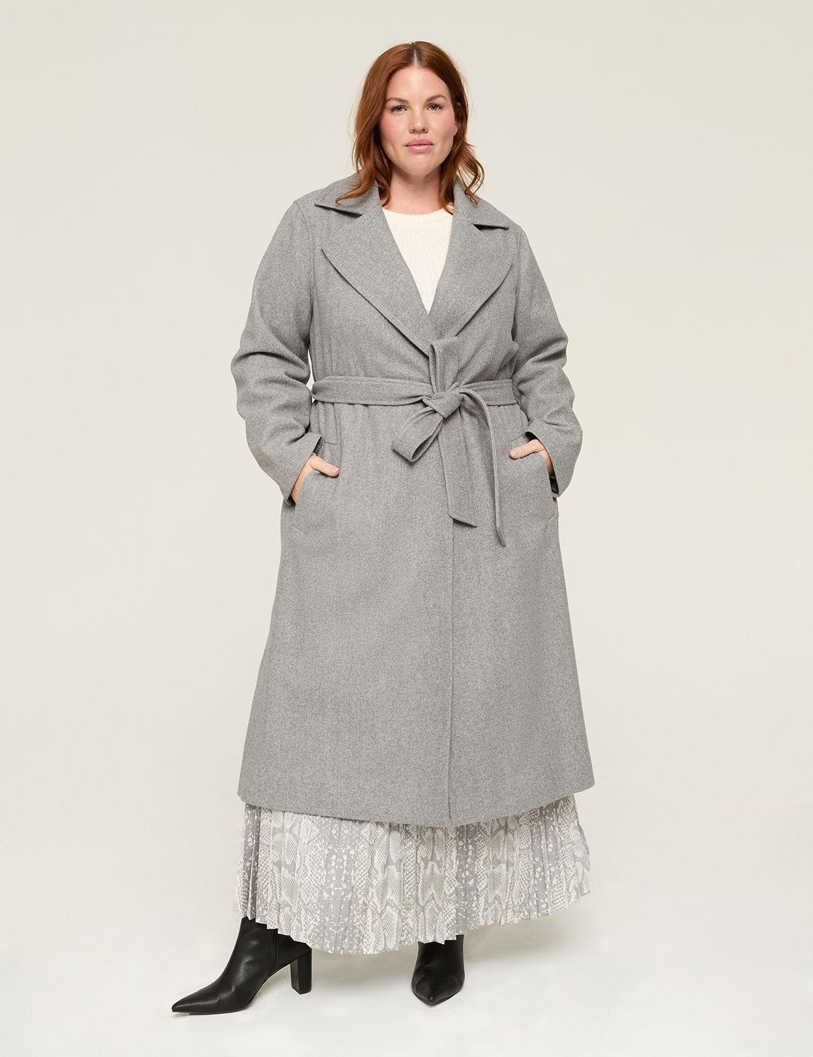 faux-wool belted long coat