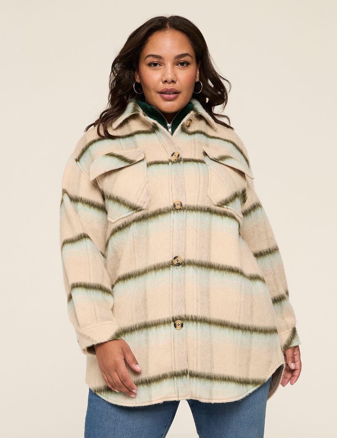 faux-wool plaid shacket