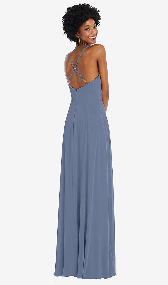 faux wrap criss cross back maxi dress with adjustable straps