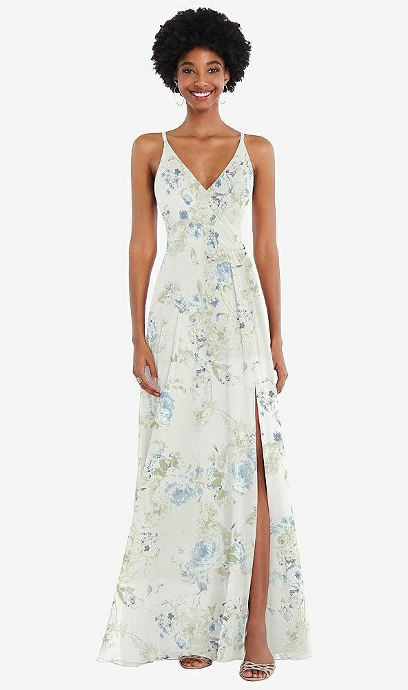 faux wrap criss cross back maxi dress with adjustable straps