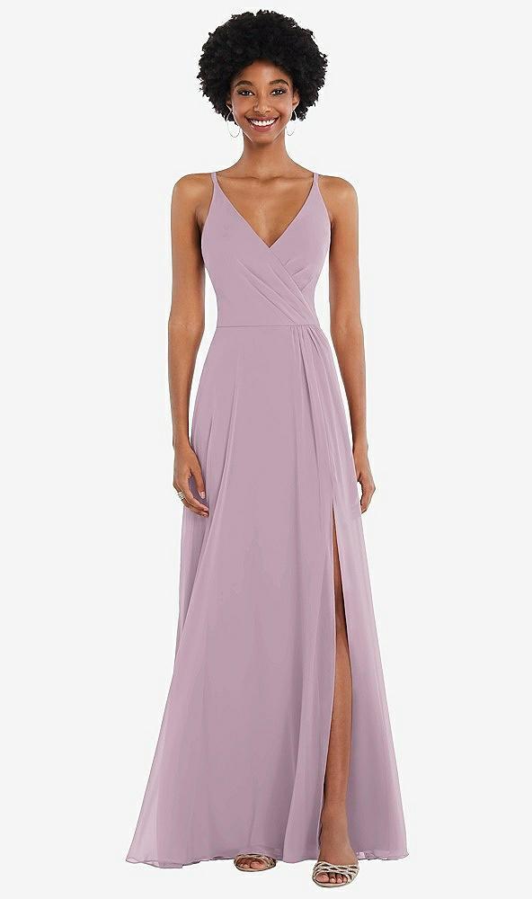 faux wrap criss cross back maxi dress with adjustable straps