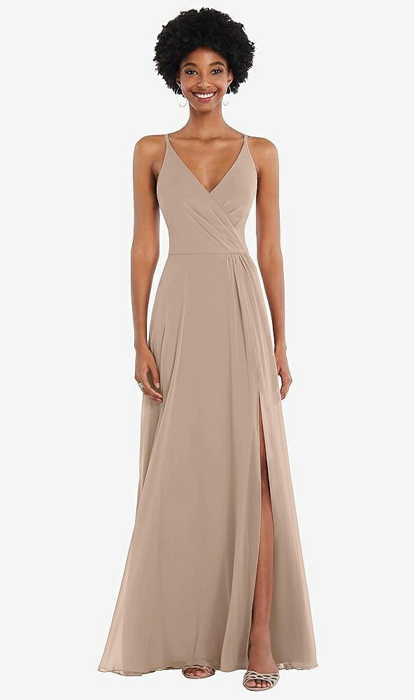 faux wrap criss cross back maxi dress with adjustable straps