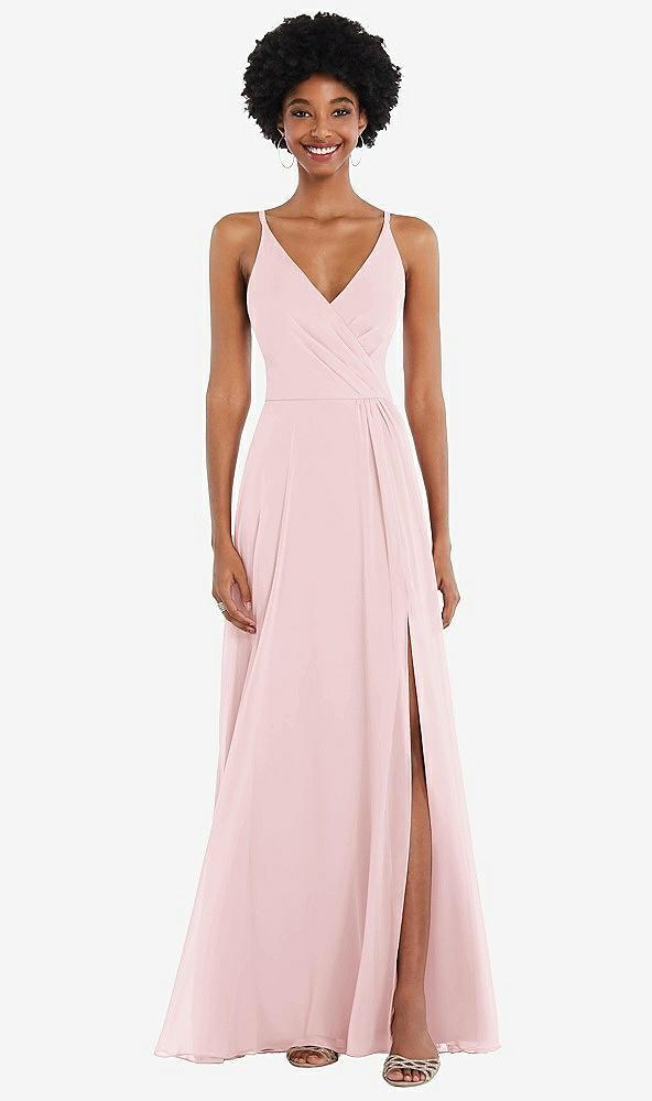 faux wrap criss cross back maxi dress with adjustable straps