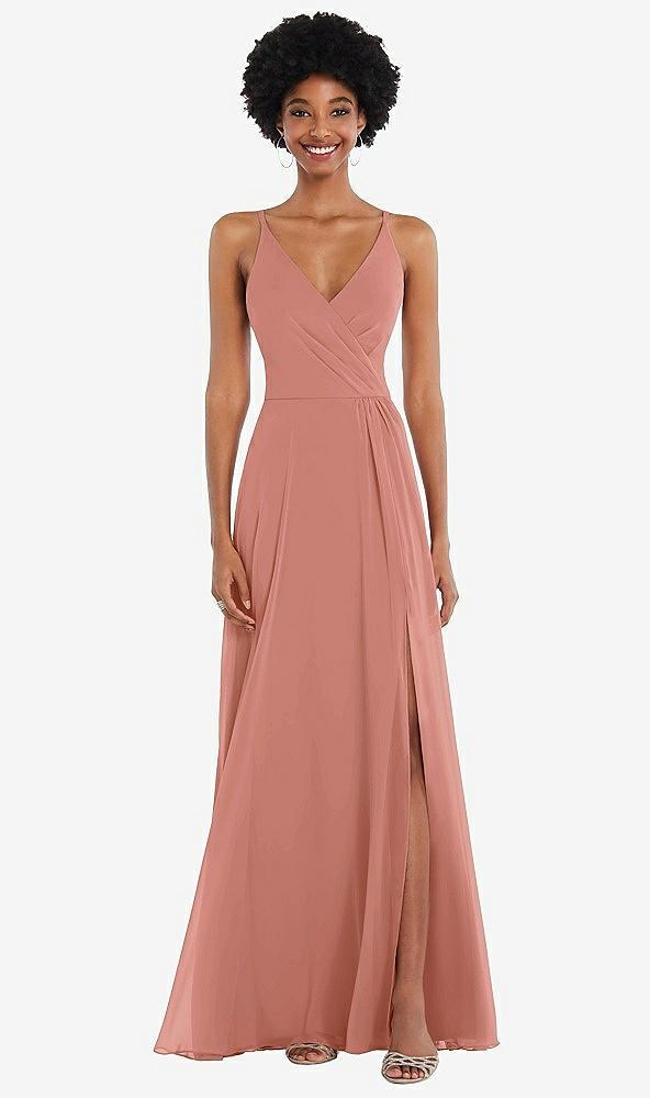 faux wrap criss cross back maxi dress with adjustable straps