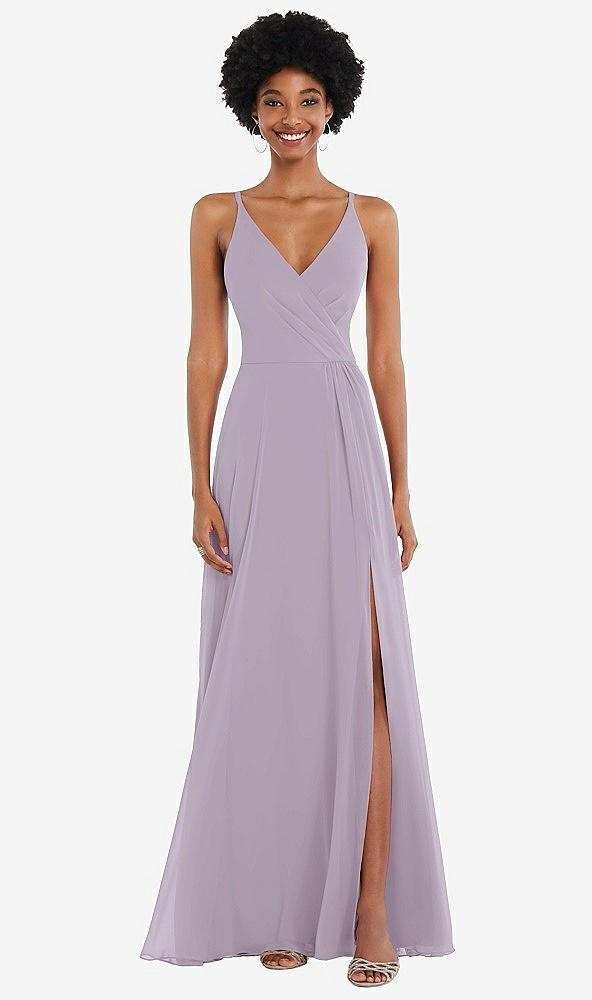 faux wrap criss cross back maxi dress with adjustable straps