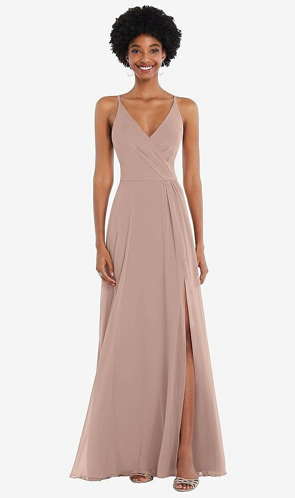 faux wrap criss cross back maxi dress with adjustable straps