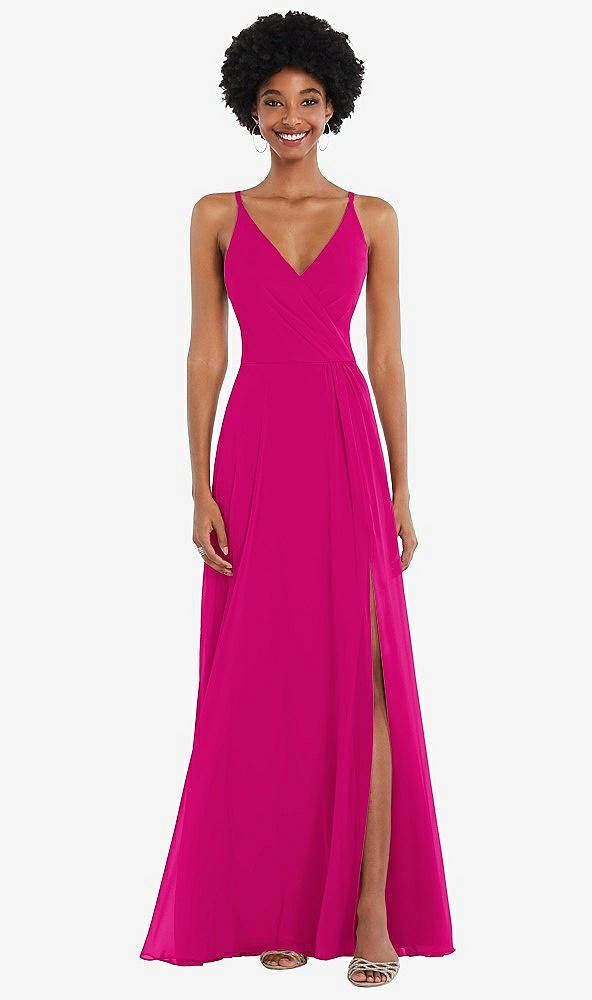 faux wrap criss cross back maxi dress with adjustable straps