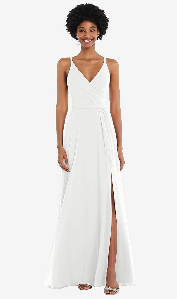 faux wrap criss cross back maxi dress with adjustable straps