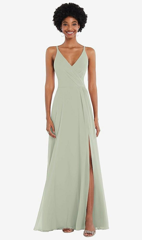 faux wrap criss cross back maxi dress with adjustable straps