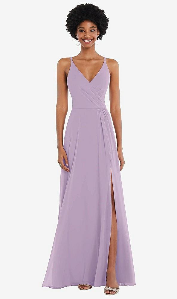 faux wrap criss cross back maxi dress with adjustable straps