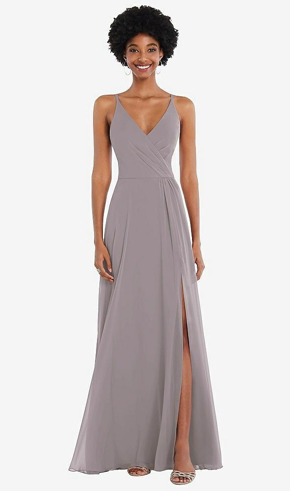 faux wrap criss cross back maxi dress with adjustable straps