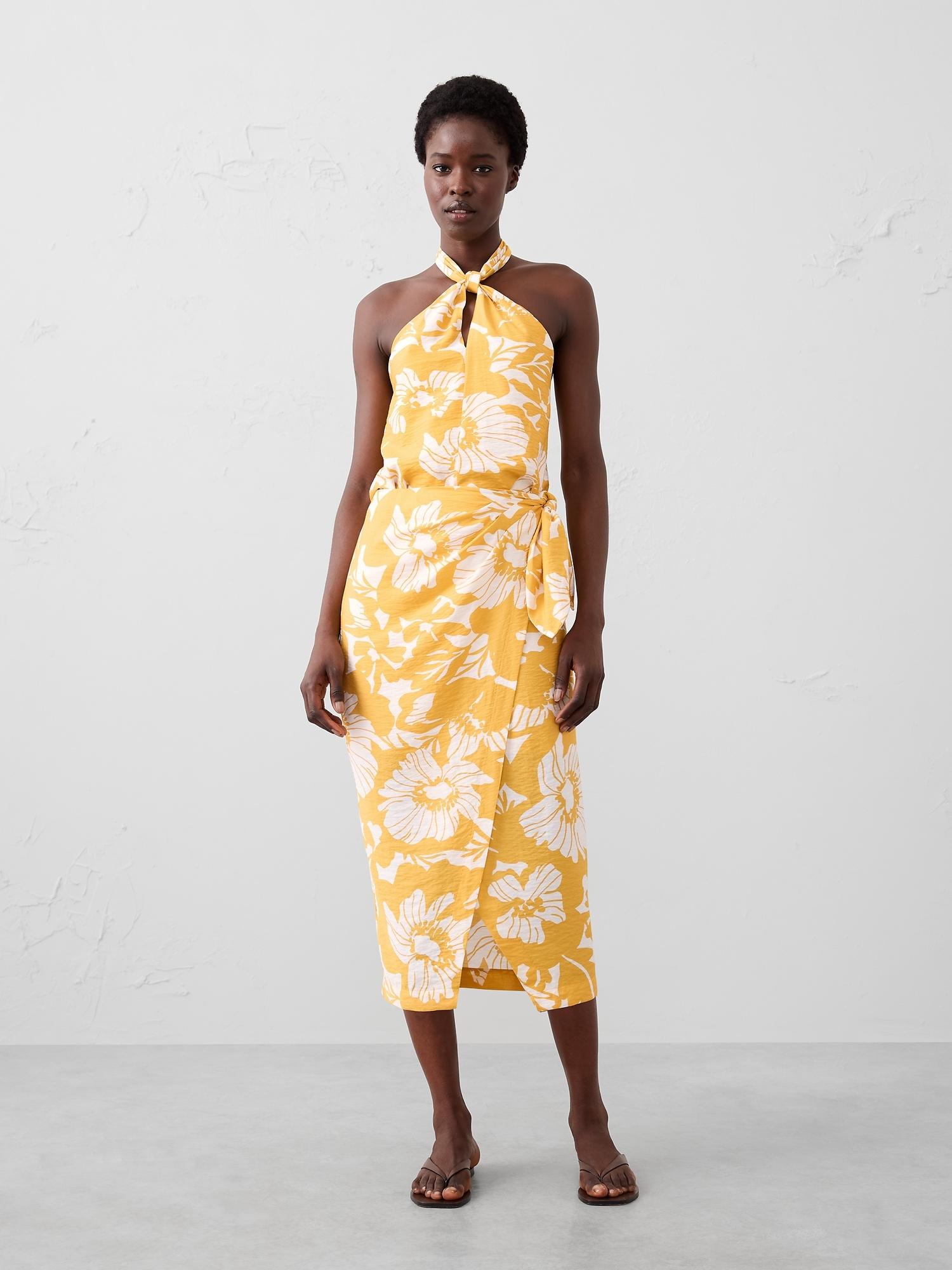 faux-wrap midi skirt