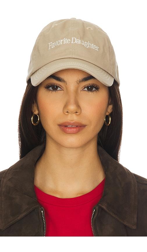favorite daughter classic logo baseball hat in beige.