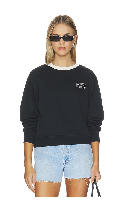 favorite daughter the collegiate chest classic sweatshirt in black & white.