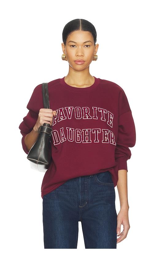 favorite daughter the collegiate embroidery sweatshirt in burgundy.