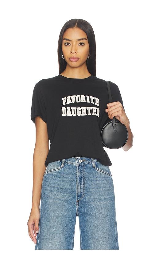 favorite daughter the cropped collegiate tee in black.