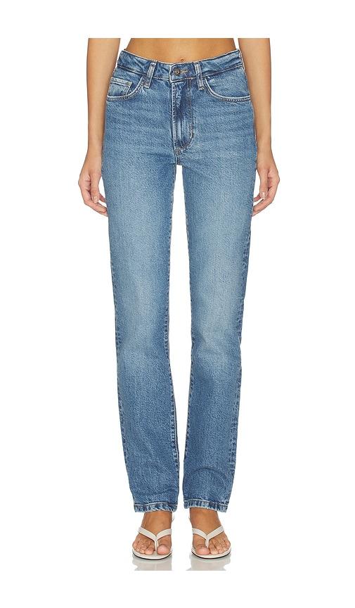 favorite daughter the jen mid rise slim straight jean in blue.
