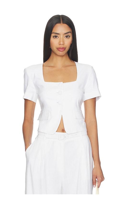 favorite daughter the mayfair linen top in white.