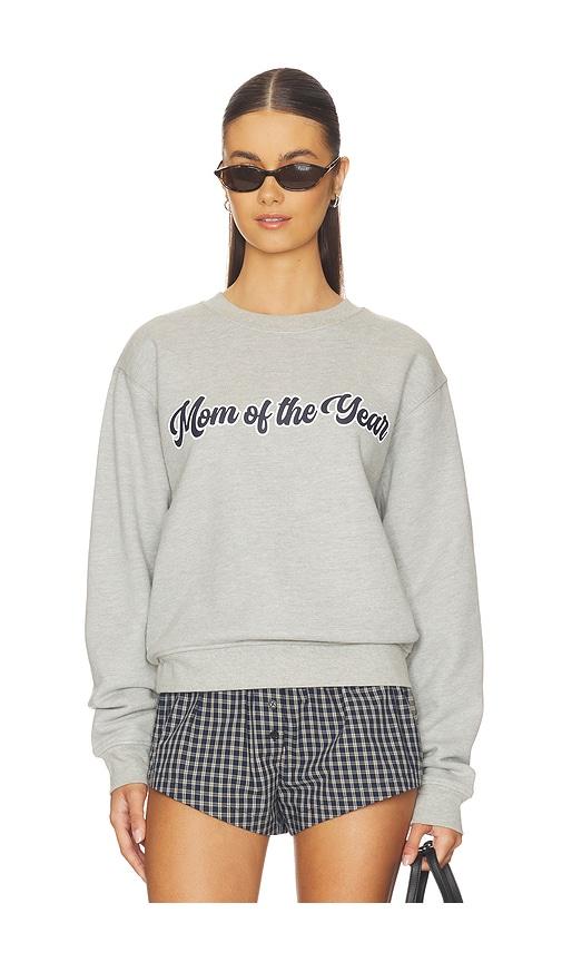 favorite daughter the mom of the year varsity sweatshirt in grey.