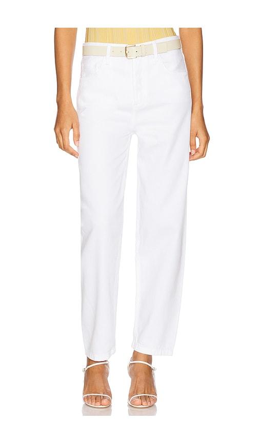 favorite daughter the nikki mid rise barrel jeans in white.