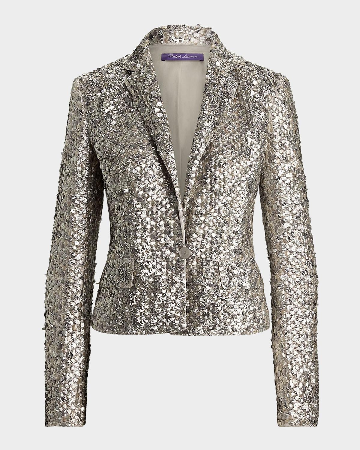 fawn mirrored sequin short blazer jacket