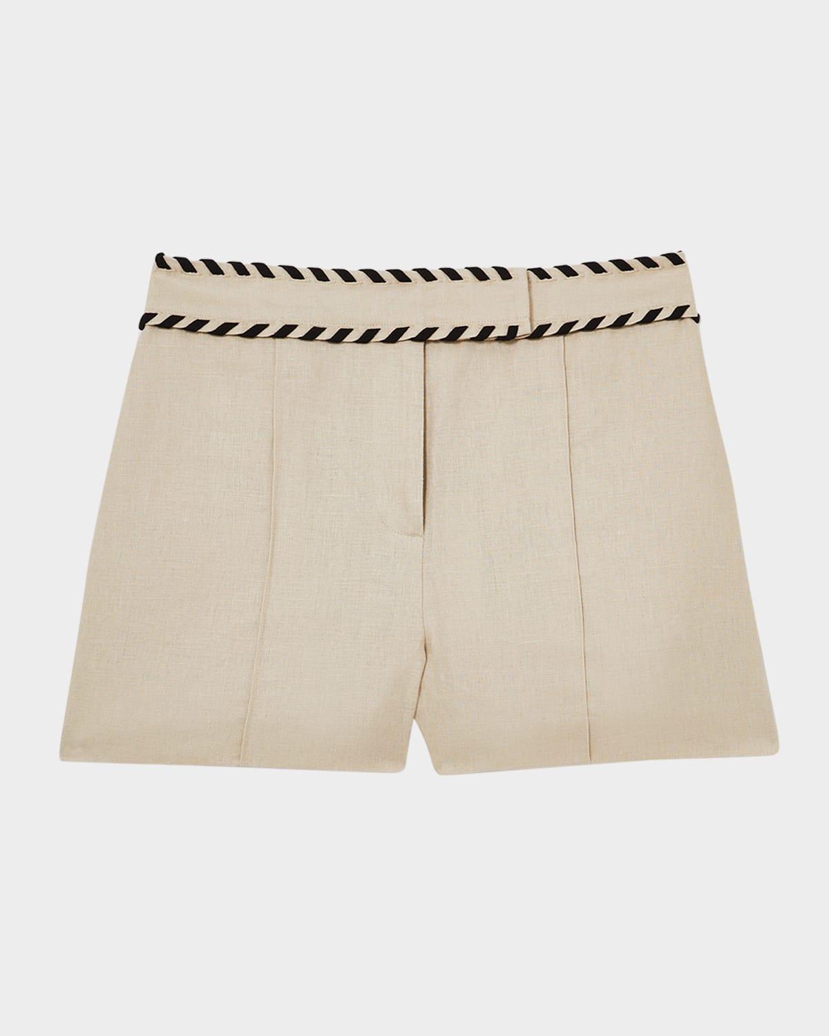 fawn whipstitch linen shorts