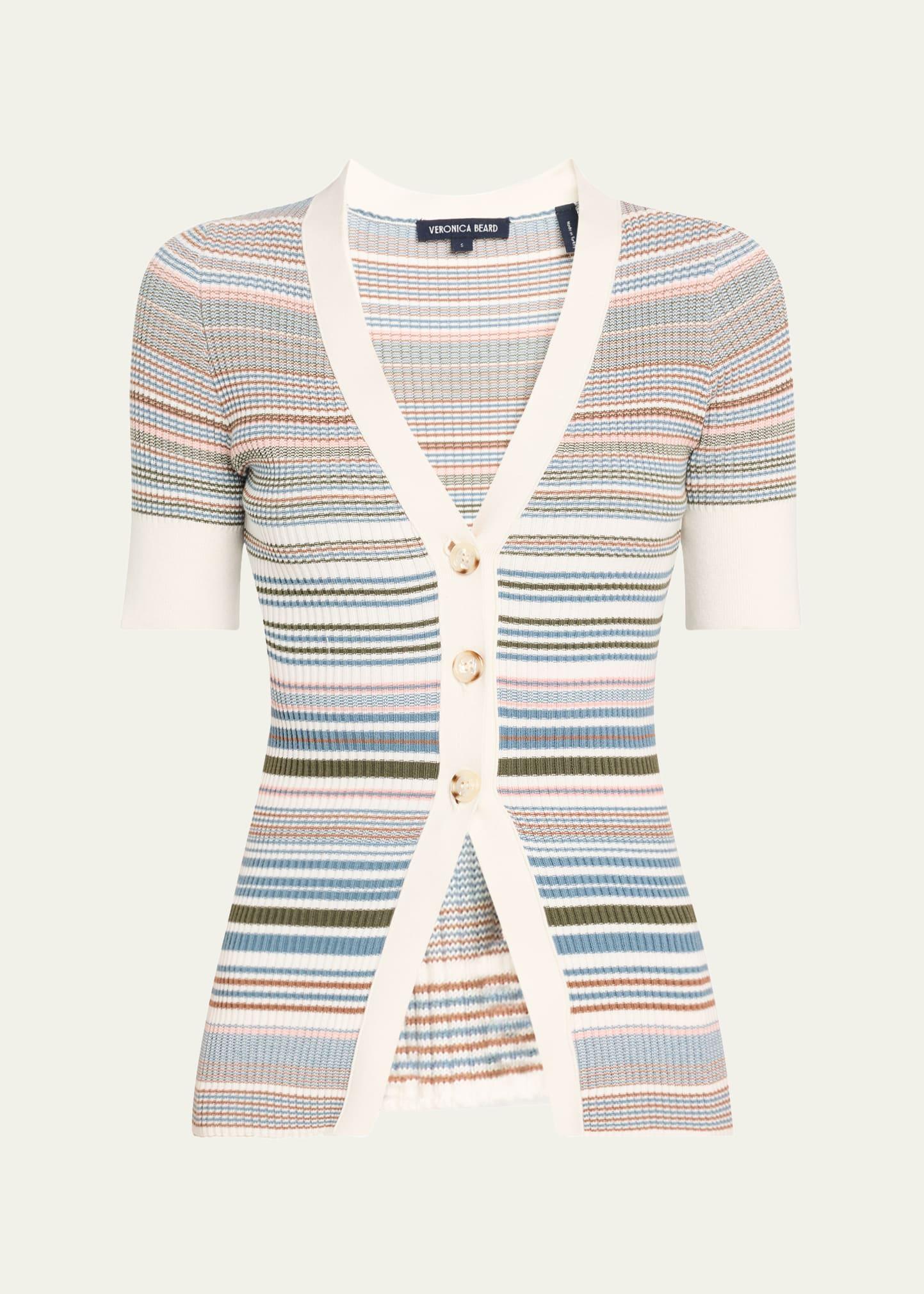 fawne stripe short-sleeve cardigan