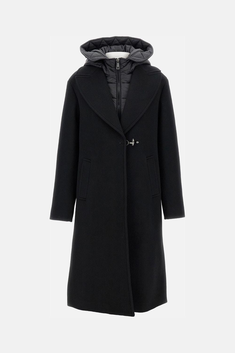 fay coat with nylon hoodie
