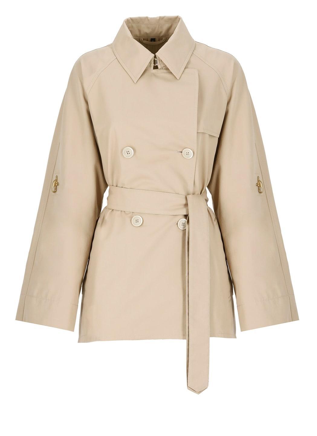 fay double-breasted short trench coat in cotton twill