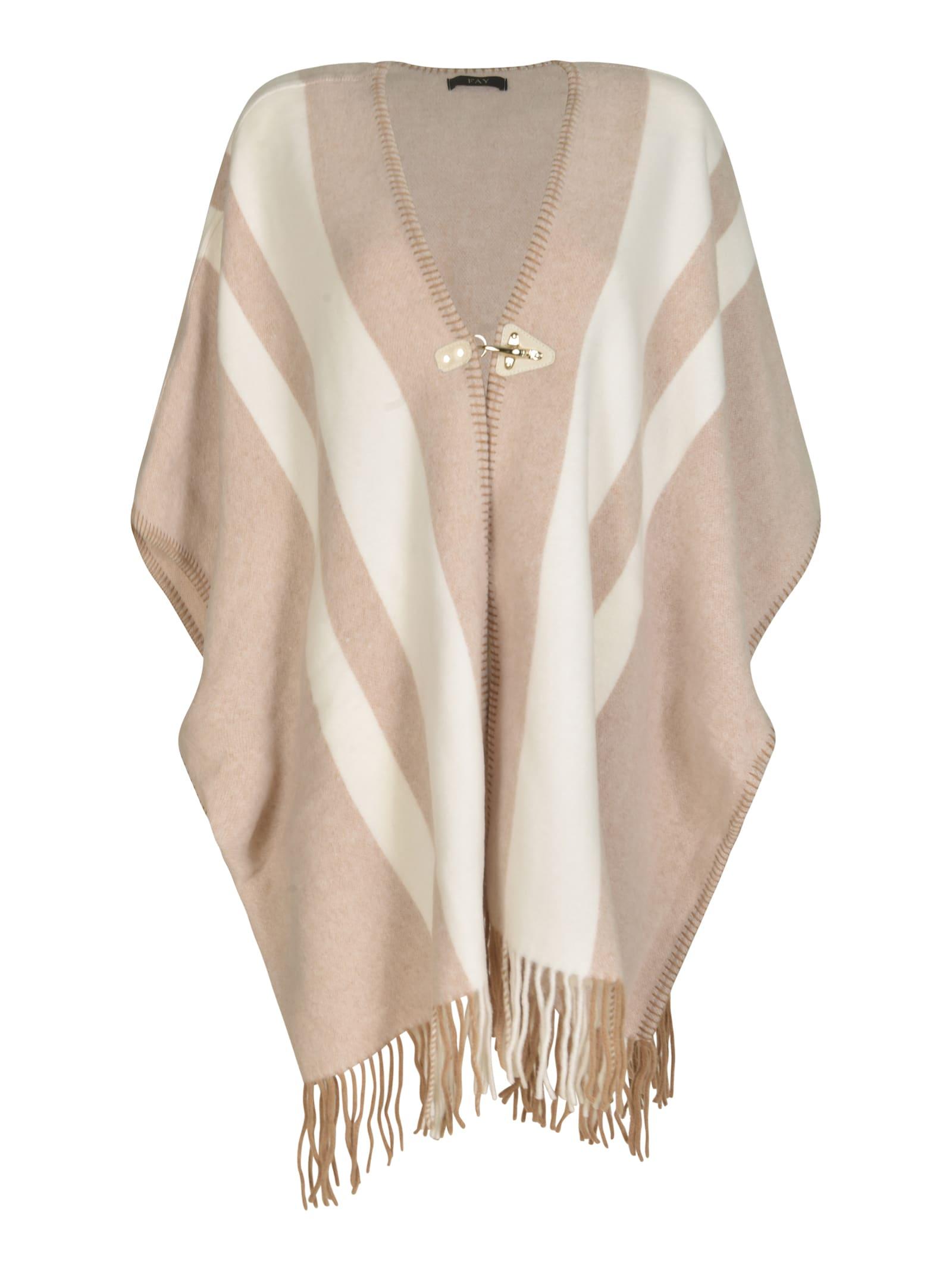 fay fringed hem stripe patterned cape