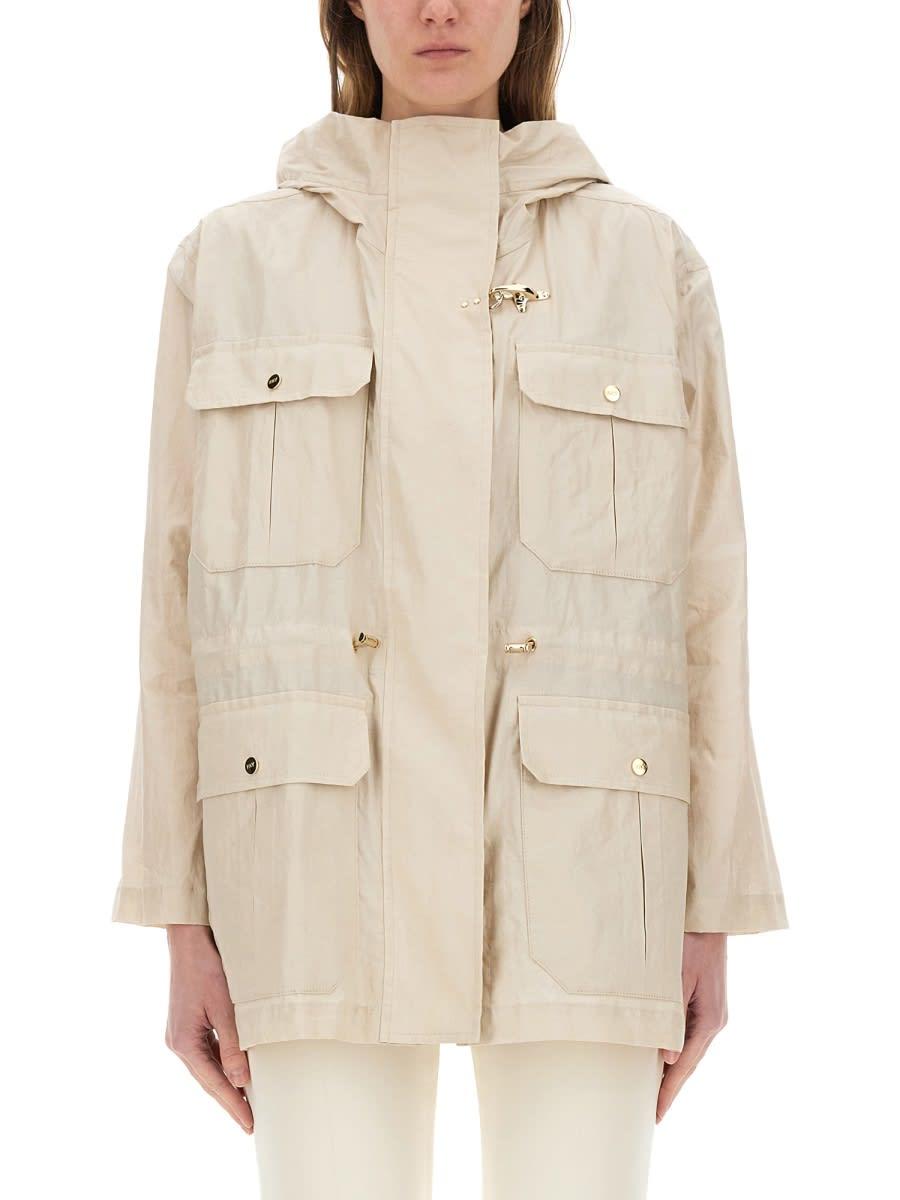 fay linen and cotton canvas parka