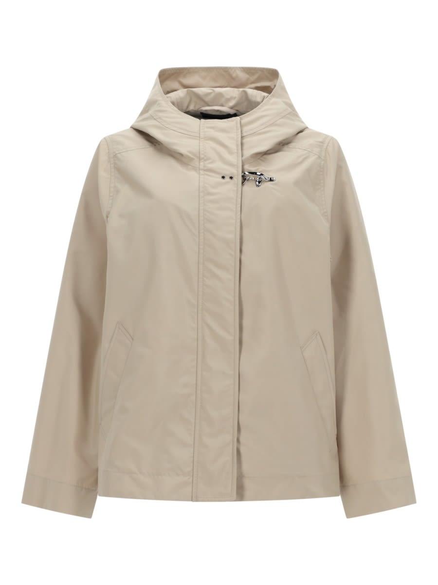 fay short parka with hook and loop closure