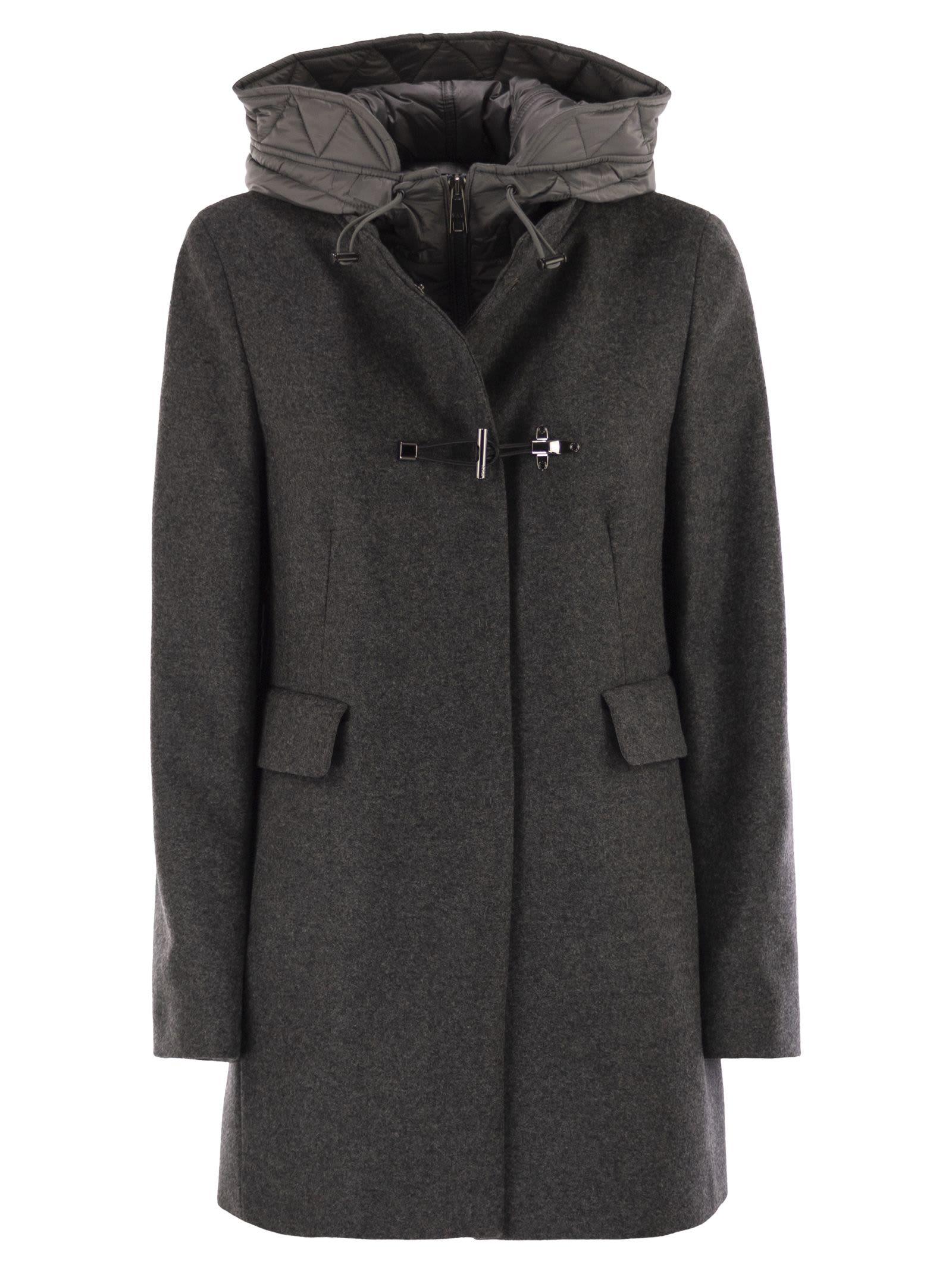 fay toggle coat in mélange wool cloth