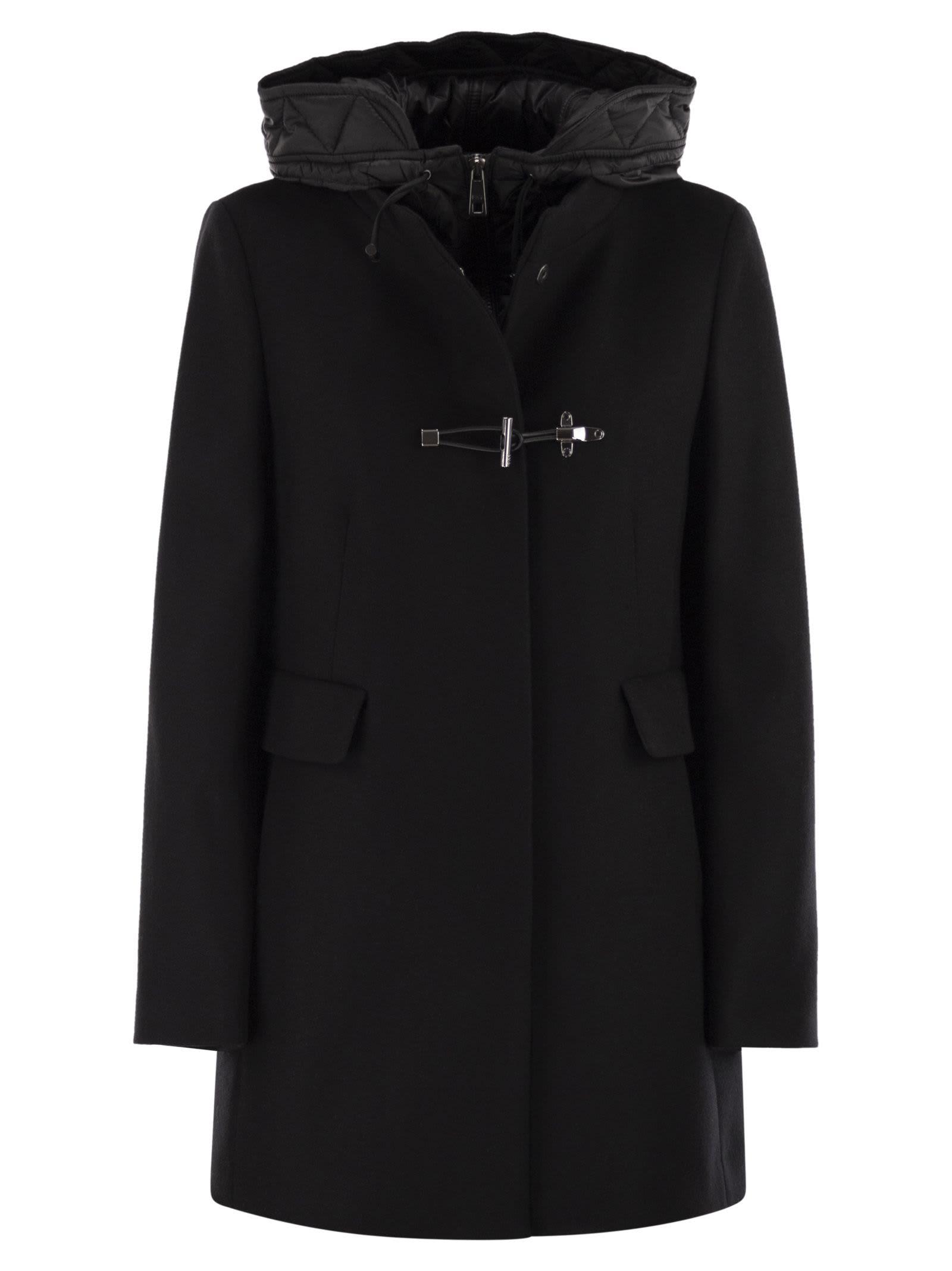 fay toggle coat in wool cloth