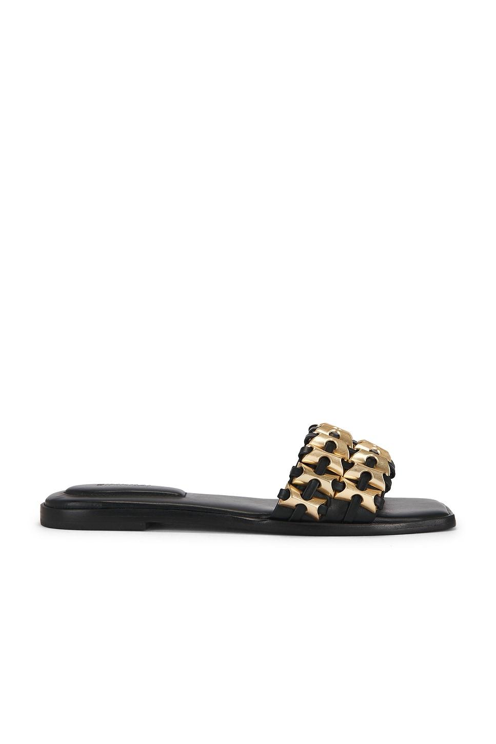 faye beaded leather flat slide