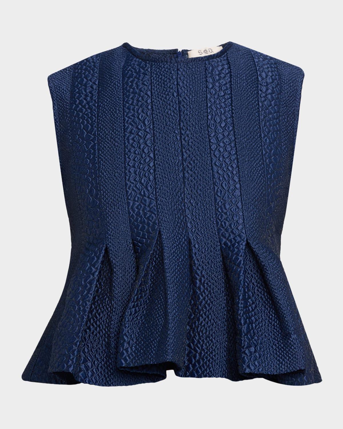 fayetta embossed peplum tank top