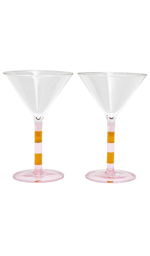 fazeek striped martini glasses set of 2 in pink.
