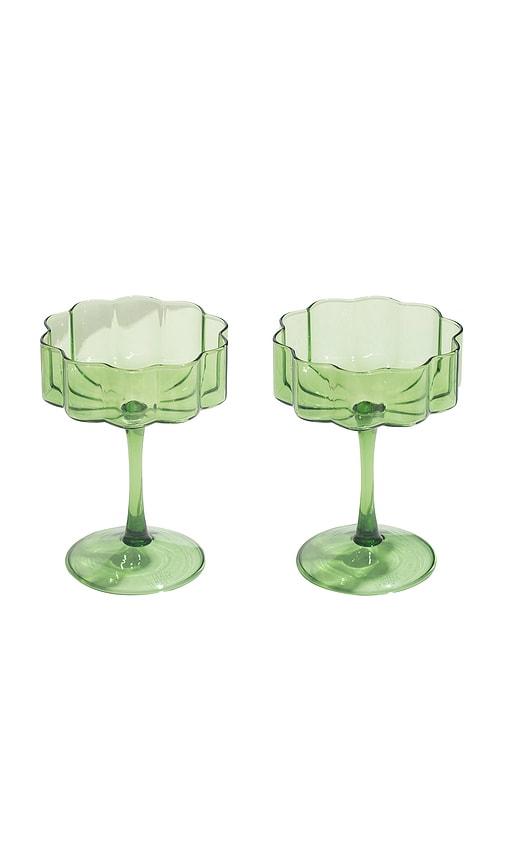 fazeek wave coupe glasses set of 2 in green.