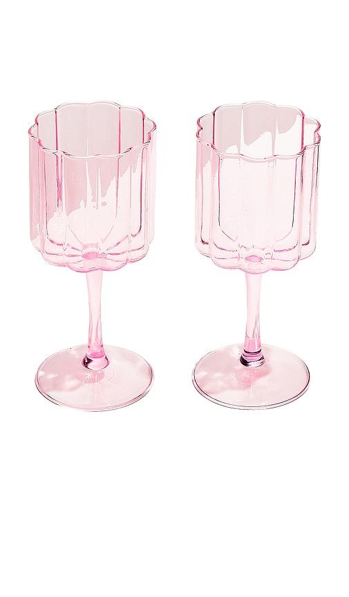 fazeek wave wine glasses set of 2 in pink.