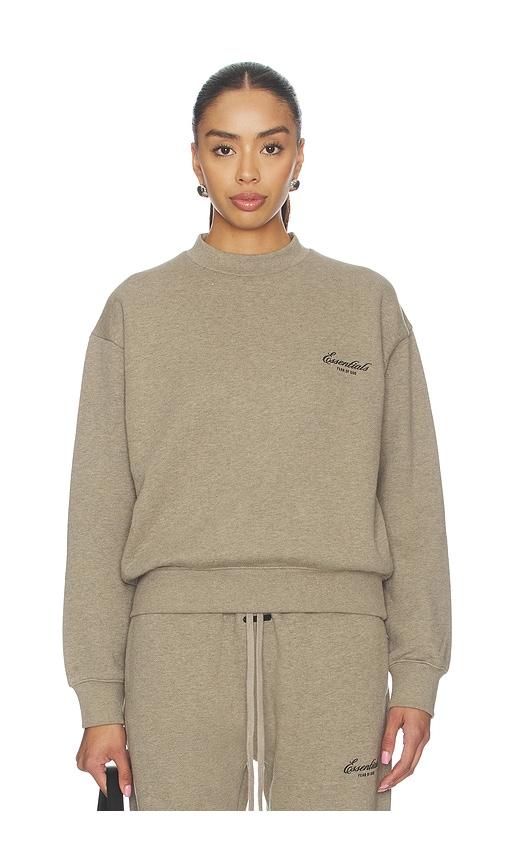 fear of god essentials classic crewneck sweatshirt in taupe.