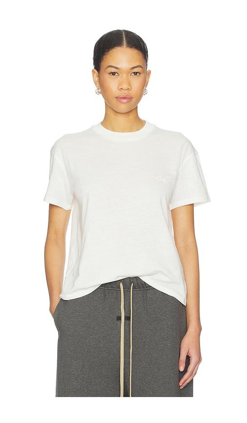 fear of god essentials classic fit tee in ivory.