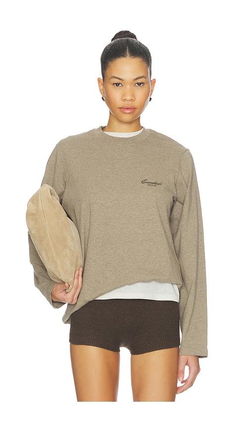 fear of god essentials classic long sleeve tee in taupe.