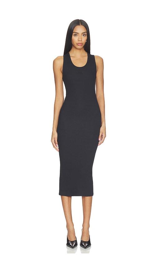 fear of god essentials fitted long tank dress in black.